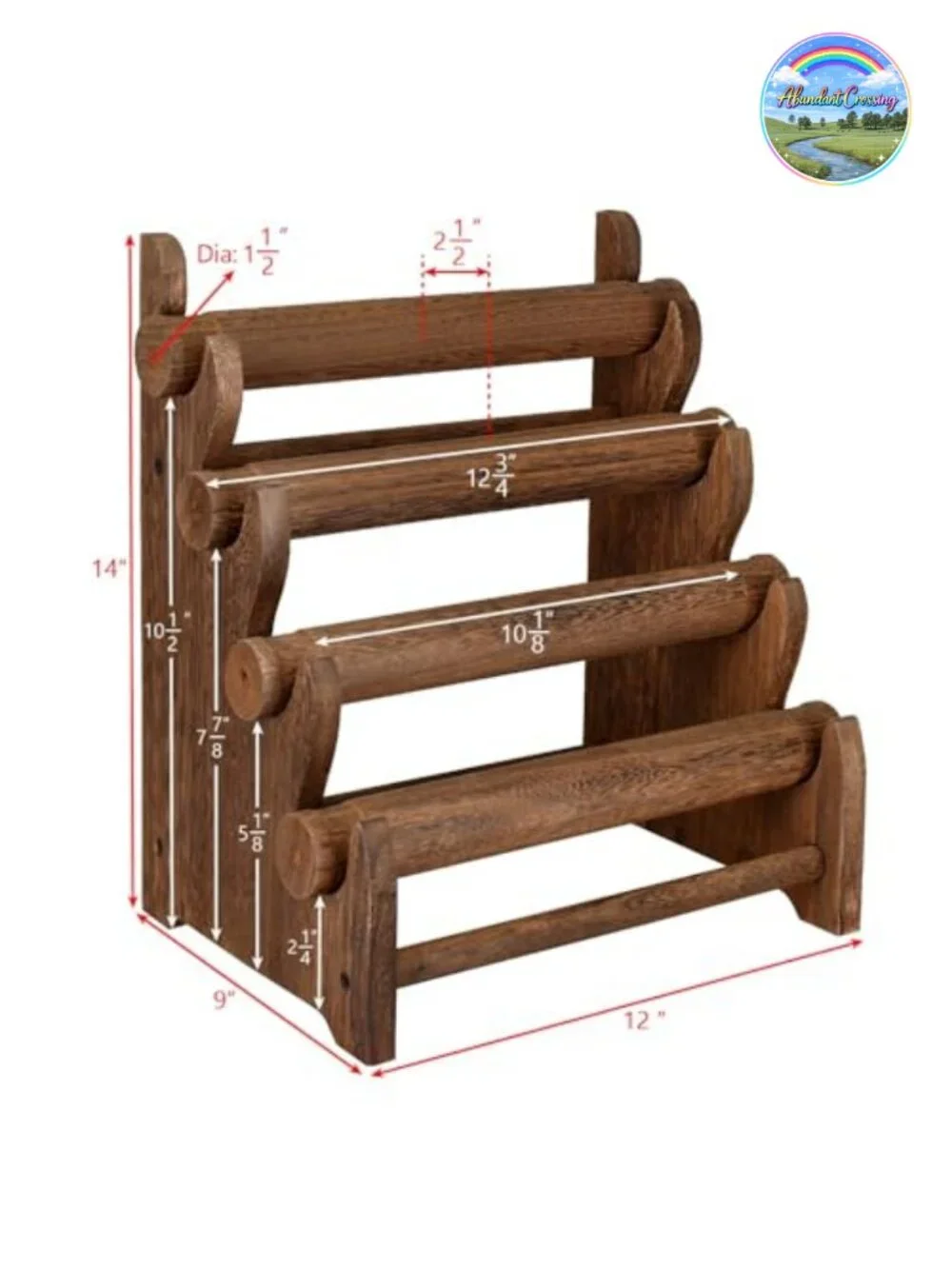 Wooden 4 Tier Jewelry Bracelet Display Stand Bangle Scrunchie Organizer